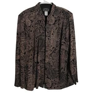 Alex Evening Collection Woman’s 3X Gold Black Paisley Blazer Jacket Sparkles